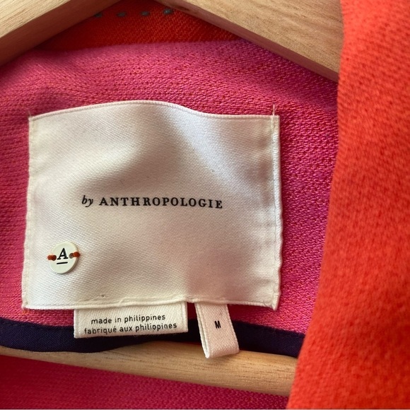 Anthropologie || Wellesley Pleated Peacoat Coat Orange Medium - Picture 3 of 8